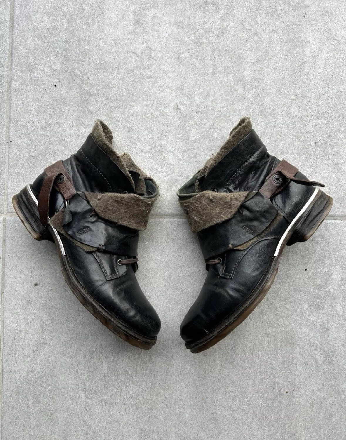 A.S.98 A.S.98 Airstep Womens Leather Wool Stripe Ankle Boots Gothic Size US 9 / IT 39 - 1 Thumbnail
