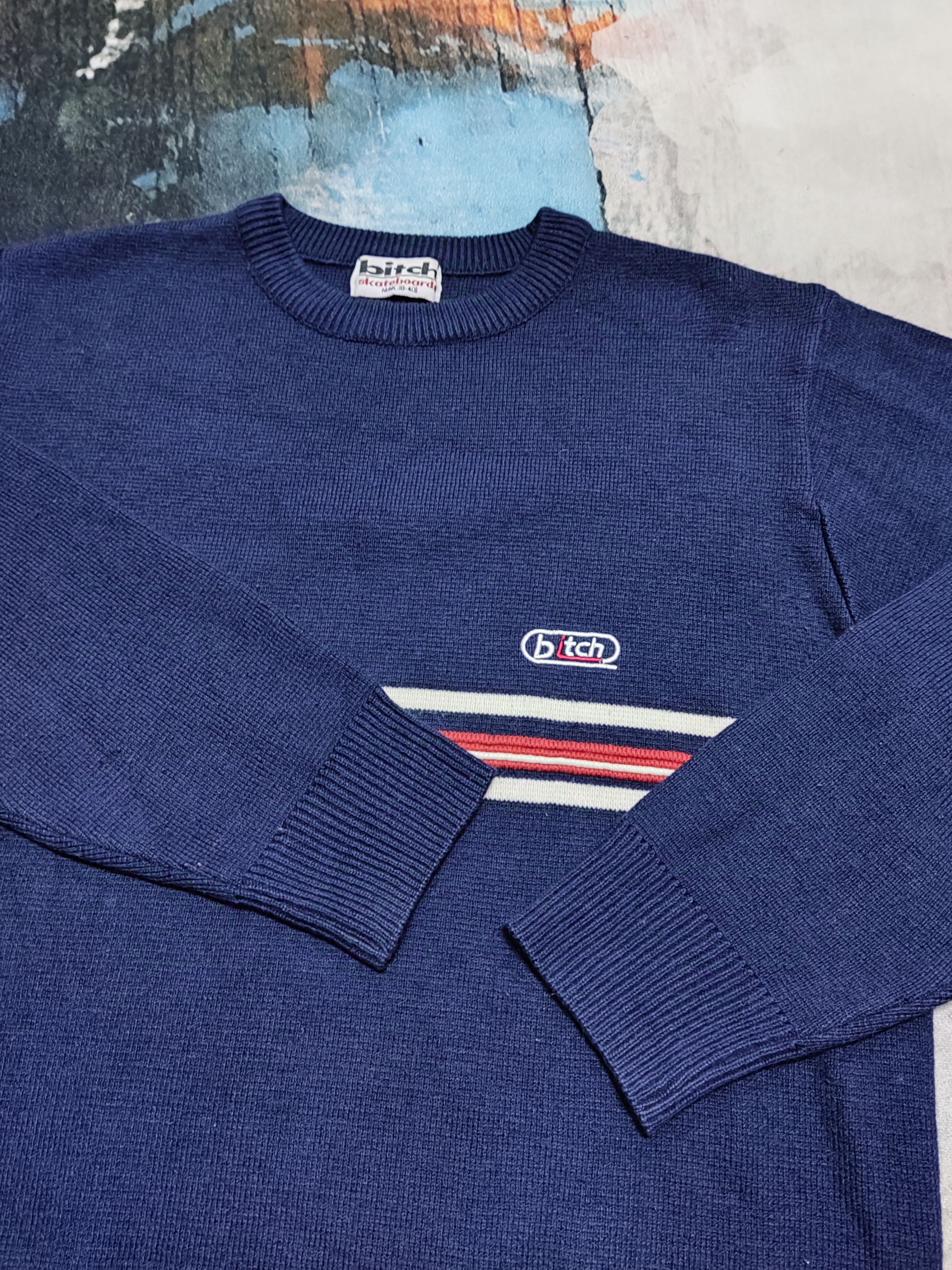 Girl Skateboards × Hook-Ups × Powell Peralta Vintage 90s BITCH Skateboard Rainbow Sweatshirt Knitwear Size US M / EU 48-50 / 2 - 7 Thumbnail