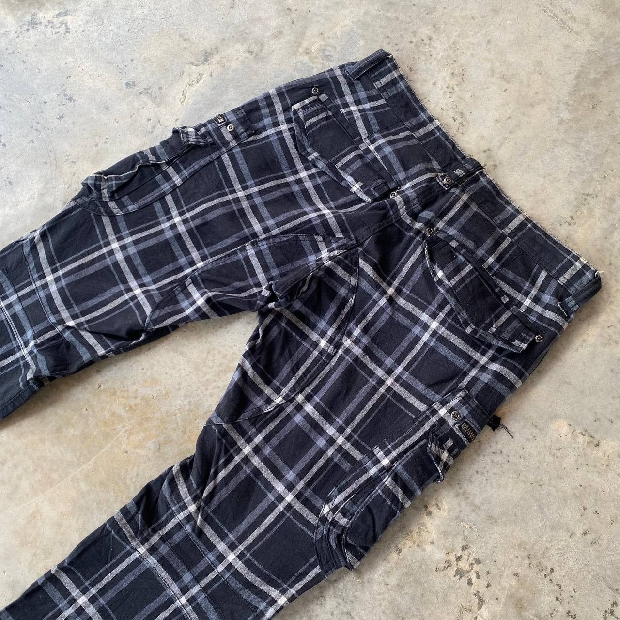 Japanese Brand BELL BELL CARGO CYBERPUNK PRISONER FLARED BONDAGE TARTAN Size US 29 - 16 Thumbnail