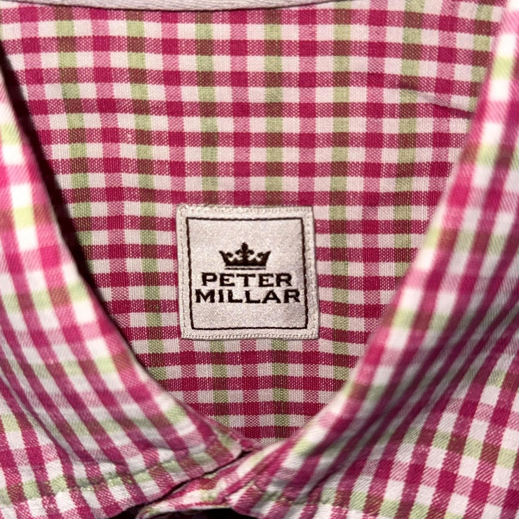 Peter Millar Peter Millar Shirt Mens Large Pink Green Gingham Linen Silk Button Down Casual Size US L / EU 52-54 / 3 - 5 Thumbnail