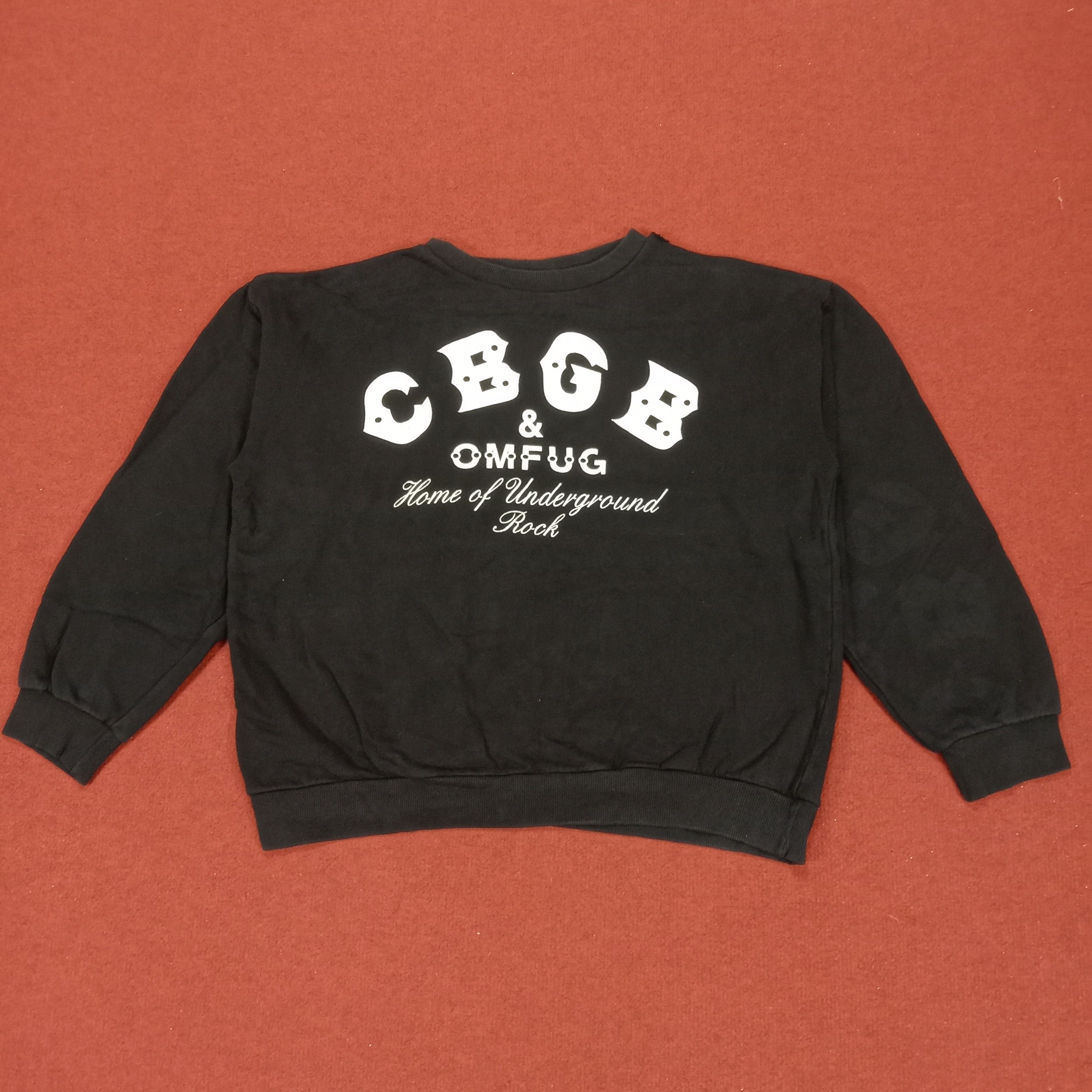 image of Band Tees x Rap Tees Cbgb & Omfug Music Group Streetwear Style Sweatshirt in Black (Size Large)