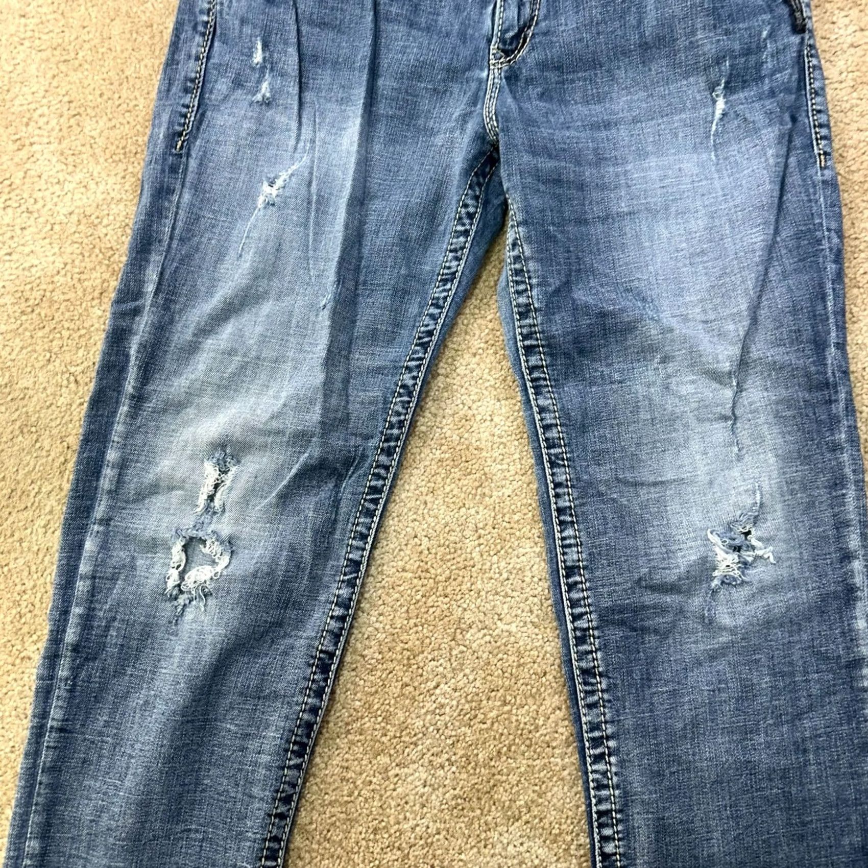 Silver Jeans Co. Silver Jeans Women's 34x28 Boyfriend Jeans Denim 5-Pocket Stretch Blue Slim Regular Rise Mid WC City Logo Vintage: No Size 24" / US 00 / IT 34 - 2 Thumbnail