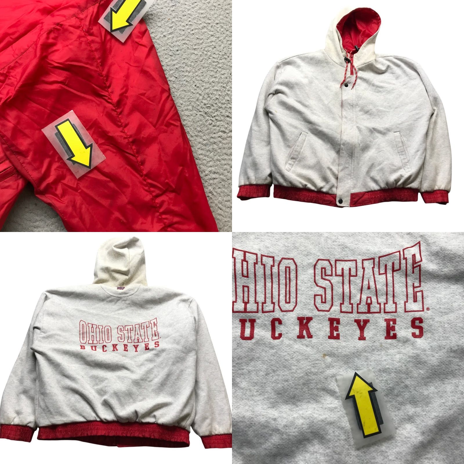 Vintage VINTAGE Ohio State Buckeyes Reversible Jacket Hood Mens L Red Gray MV Sport Jacket Coat Size US L / EU 52-54 / 3 - 9 Thumbnail