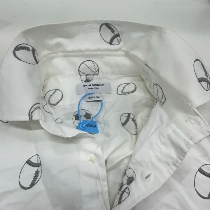 Thom Browne Thom Browne White Patterned Long Sleeve Shirt -2507 Size US S / EU 44-46 / 1 - 4 Thumbnail