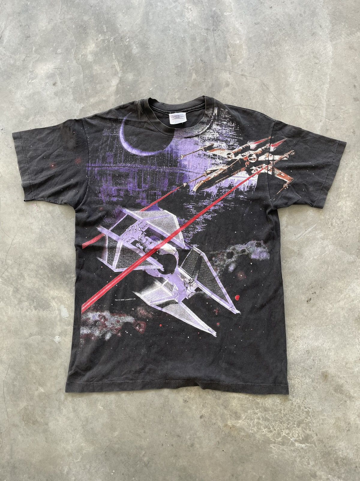 Hanes × Star Wars × Vintage Vintage 90s AOP Star Wars Battleships Full Printed Movie Tee Size US M / EU 48-50 / 2 - 1 Thumbnail