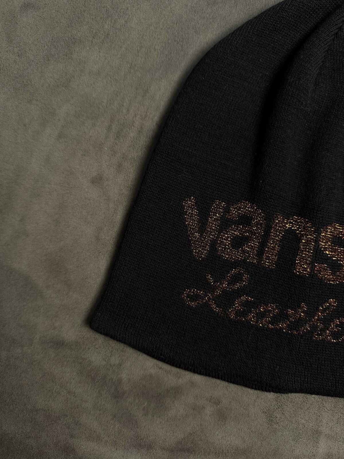 Vanson Leathers Vtg Vanson Leathers Gold Graphic No Cuff Knit Beanie Hat Blk Size ONE SIZE - 3 Thumbnail