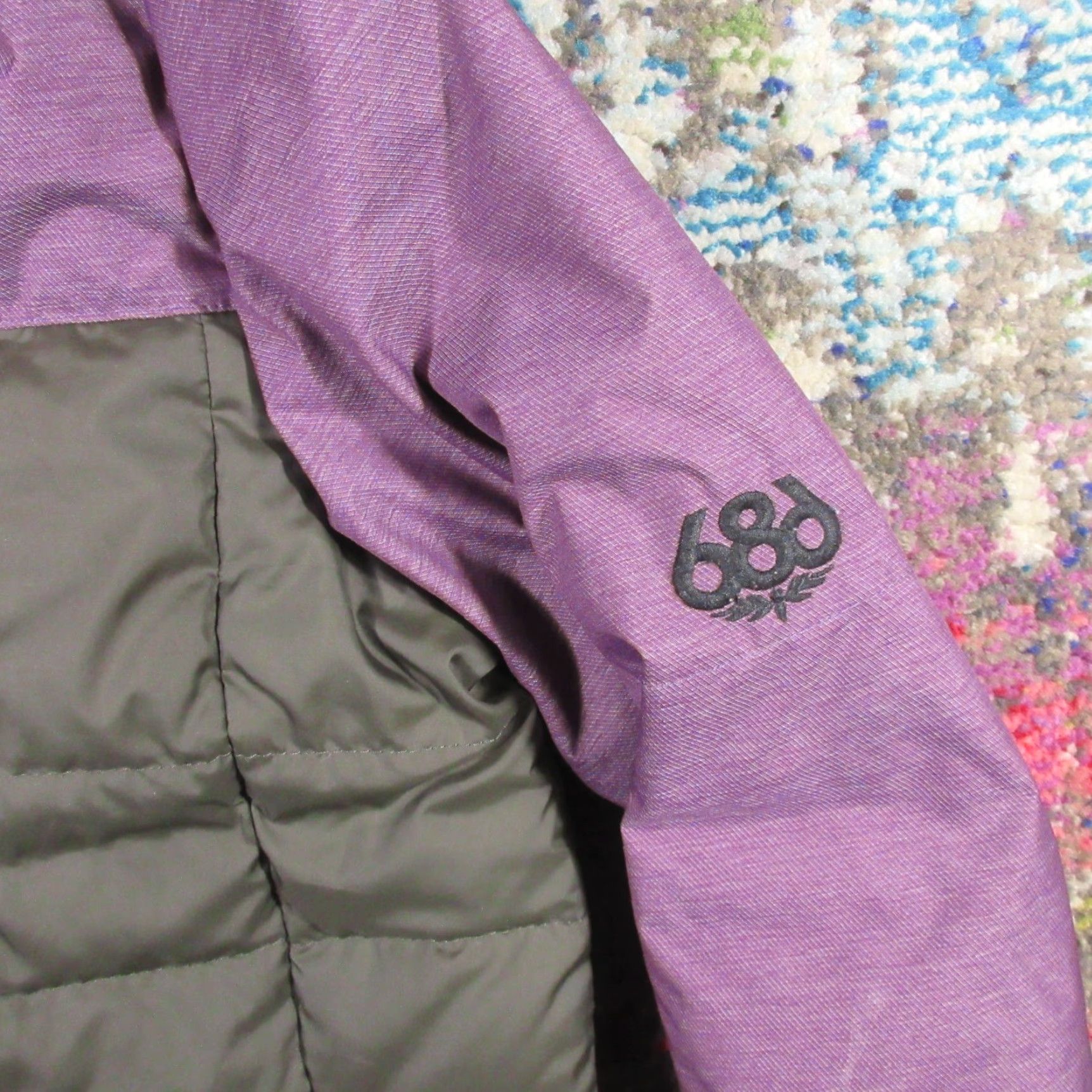 686 686 Airflight Down Puffer Jacket Womens XS Purple Gray Lightweight Snowboard Ski Size XS / US 0-2 / IT 36-38 - 6 Thumbnail