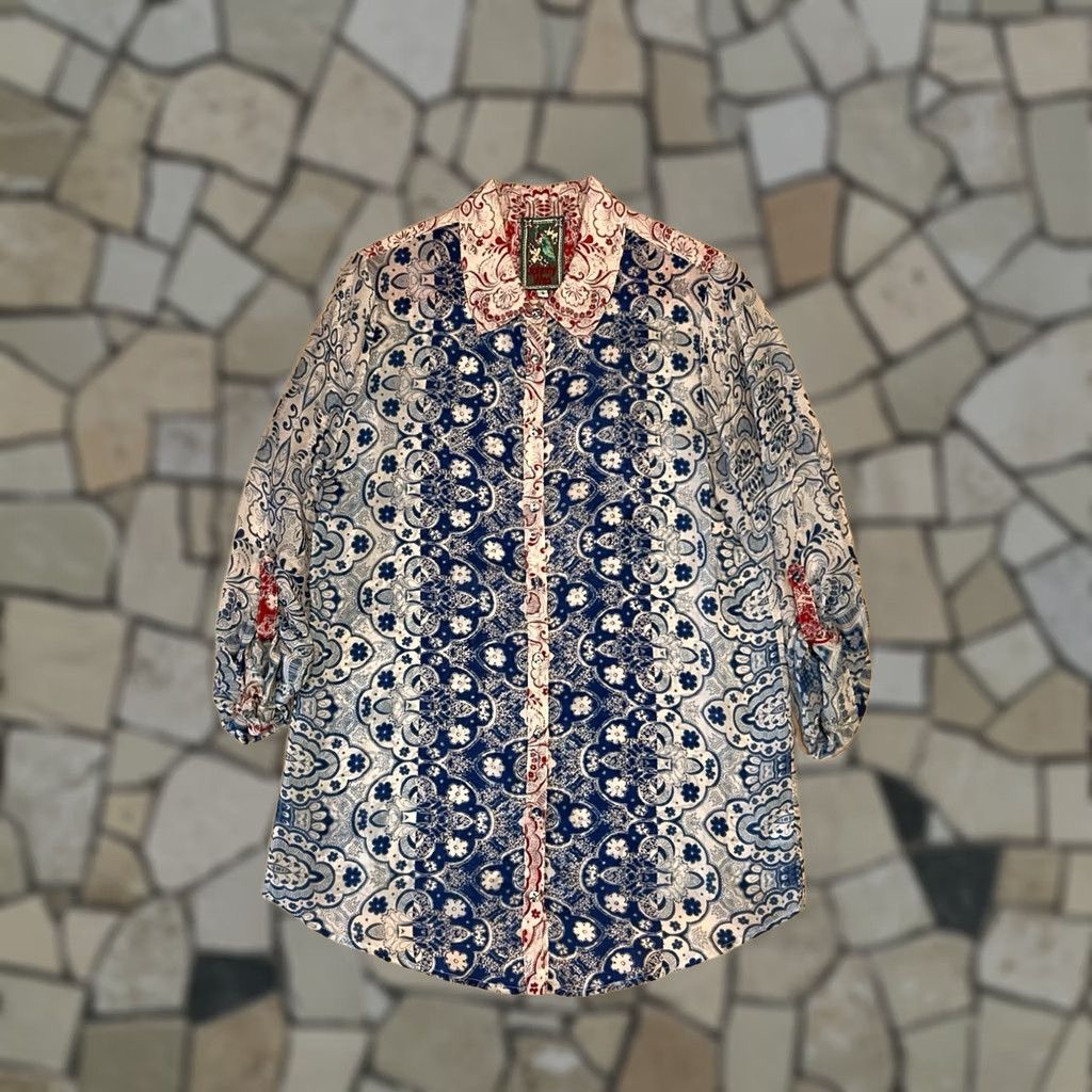 Johnny Was VINTAGE Johnny Was Floral Button Up Tunic Top Roll Up Sleeve Women’s Small Size S / US 4 / IT 40 - 1 Thumbnail