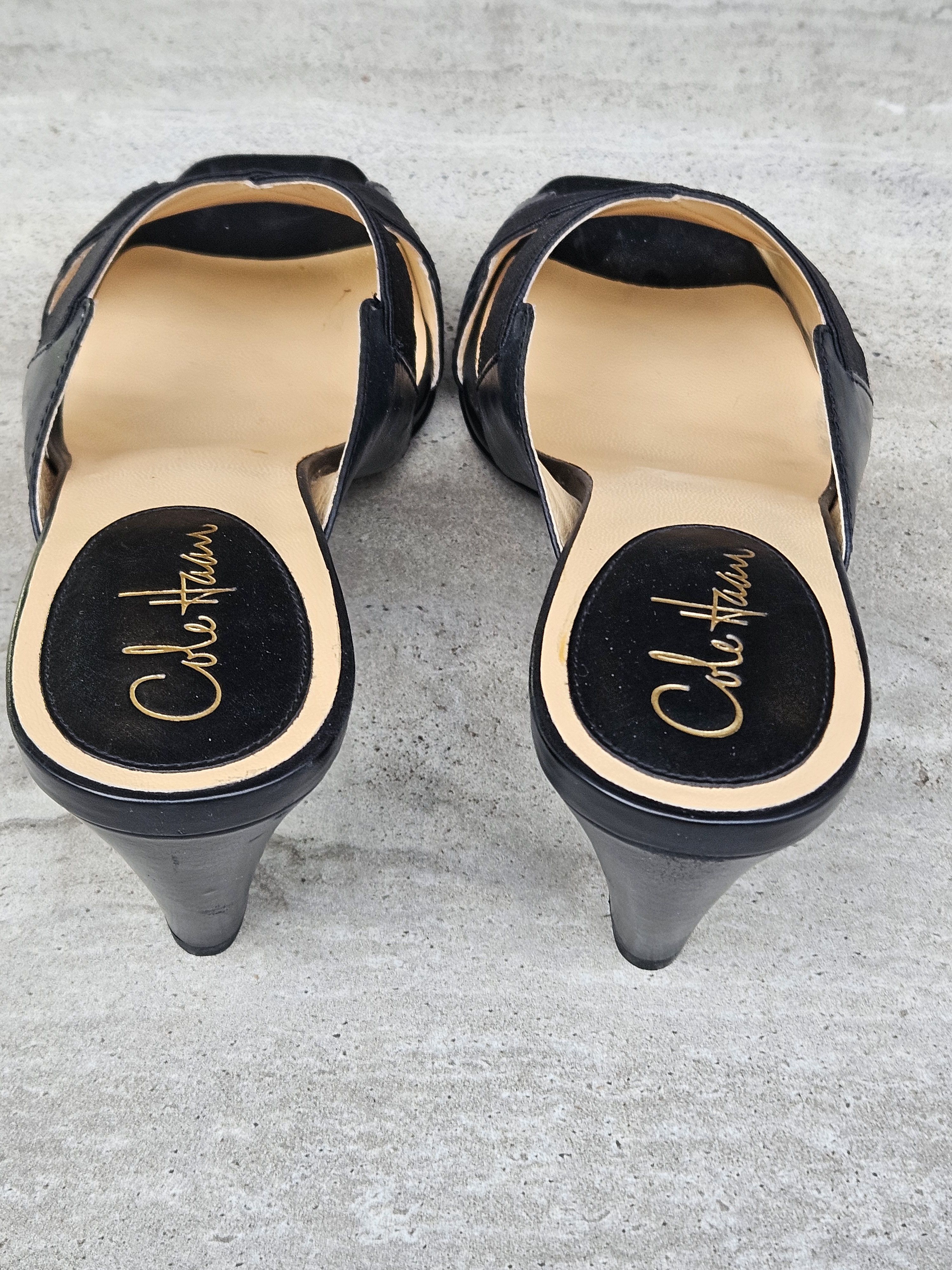 Cole Haan Cole Haan Black Leather Stretch Strap Heels Size 10B Italy Size US 10 / IT 40 - 4 Thumbnail