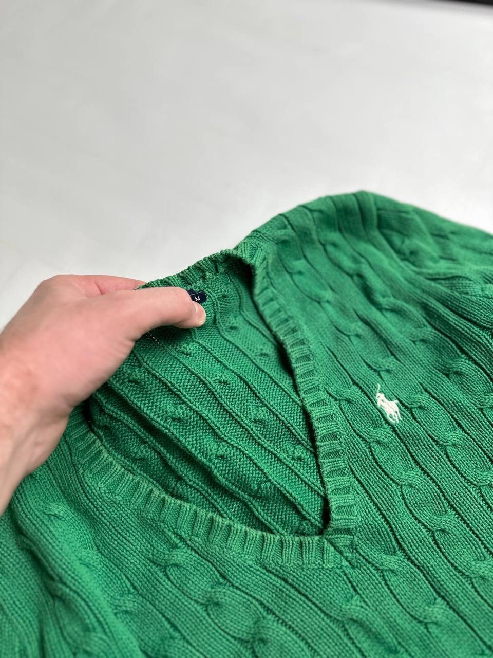 Polo Ralph Lauren Vintage Green Polo Ralph Lauren Cable Knite V neck Sweater Size M / US 6-8 / IT 42-44 - 5 Thumbnail