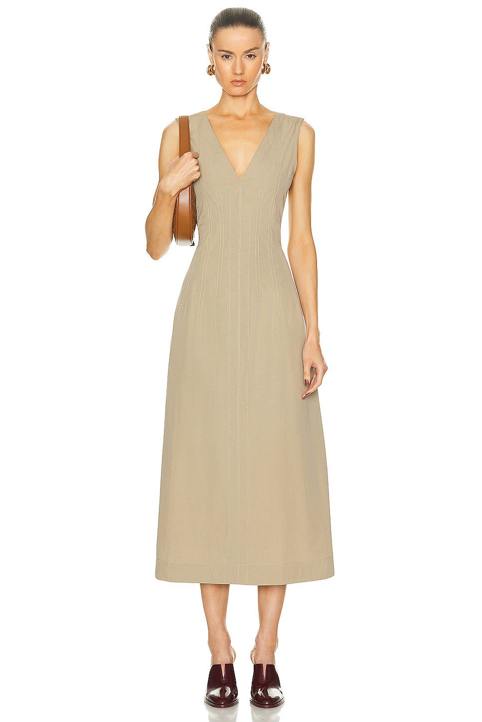 Bottega Veneta o1n1vont1225 Compact Cotton Dress in Sand Size XS / US 0-2 / IT 36-38 - 1 Thumbnail