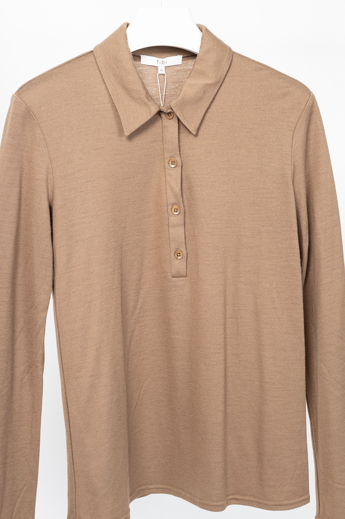 Tibi Tibi Sand Dune Wool Jersey Slim Polo Top Size M / US 6-8 / IT 42-44 - 3 Thumbnail