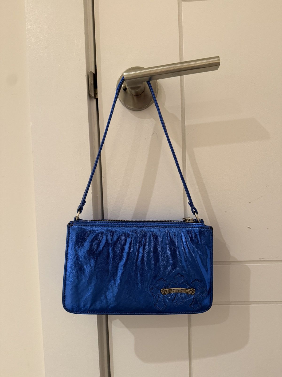 Chrome Hearts paten leather chrome hearts night bag in metallic blue Size ONE SIZE - 5 Thumbnail