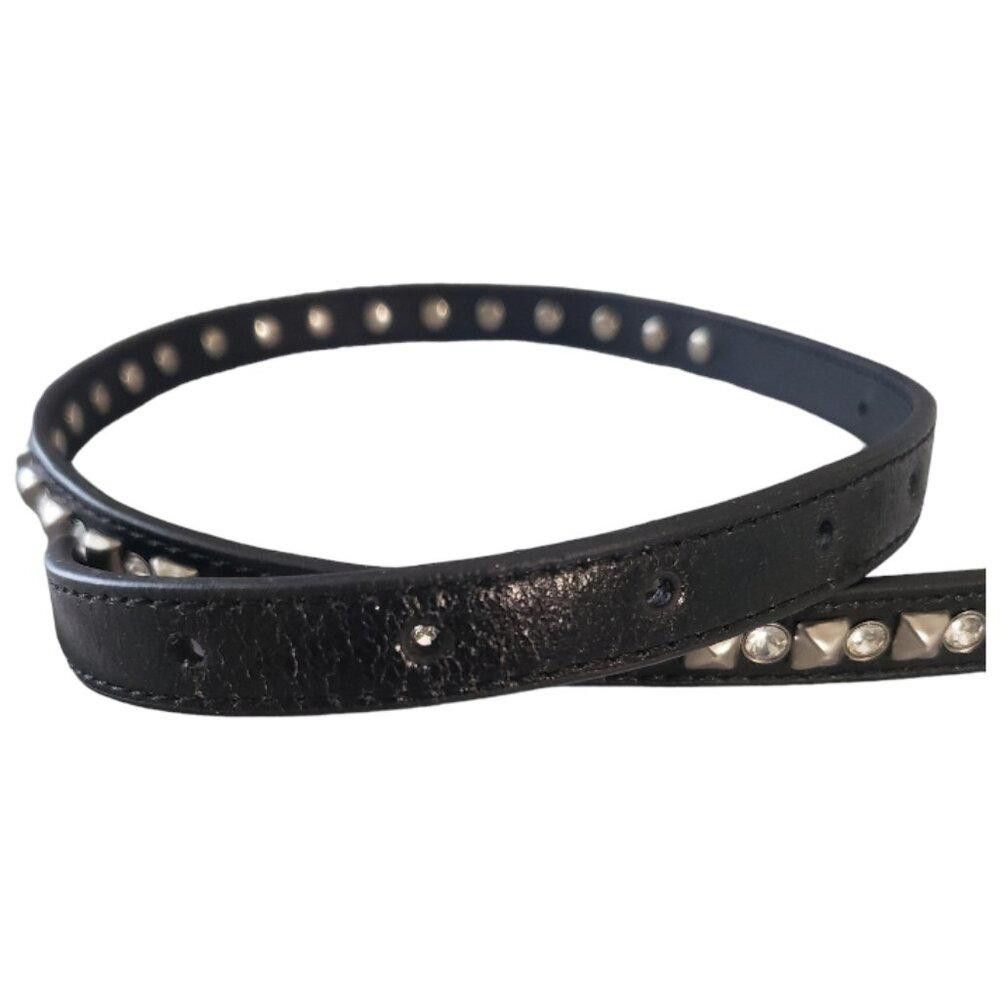 Designer Vintage Black Leather Studded Belt Size ONE SIZE - 4 Thumbnail