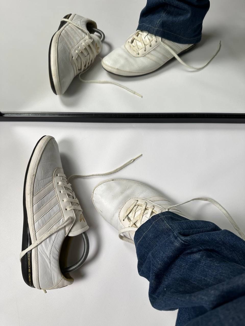 Vintage Leather Porsche Design Adidas Shoes in White, Men's (Size 8.5)