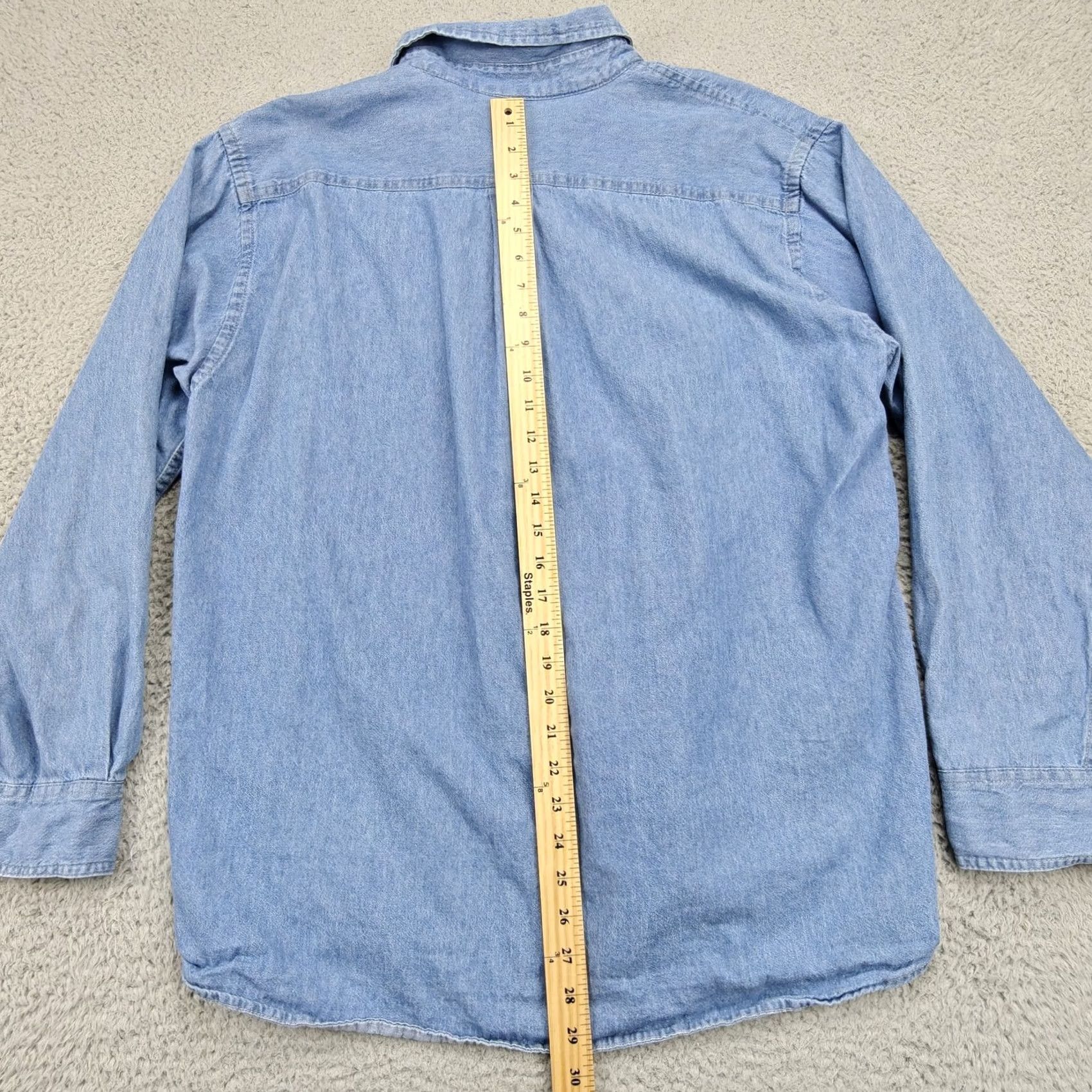 Denime VINTAGE Harriton Shirt Mens XL Blue Denim Long Sleeve Button Front 87 Patch Size US XL / EU 56 / 4 - 6 Thumbnail