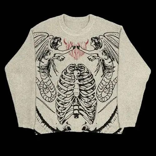 Japanese Brand Women's Knitting Gothic Sweater Harajuku O Neck Size ONE SIZE - 3 Thumbnail