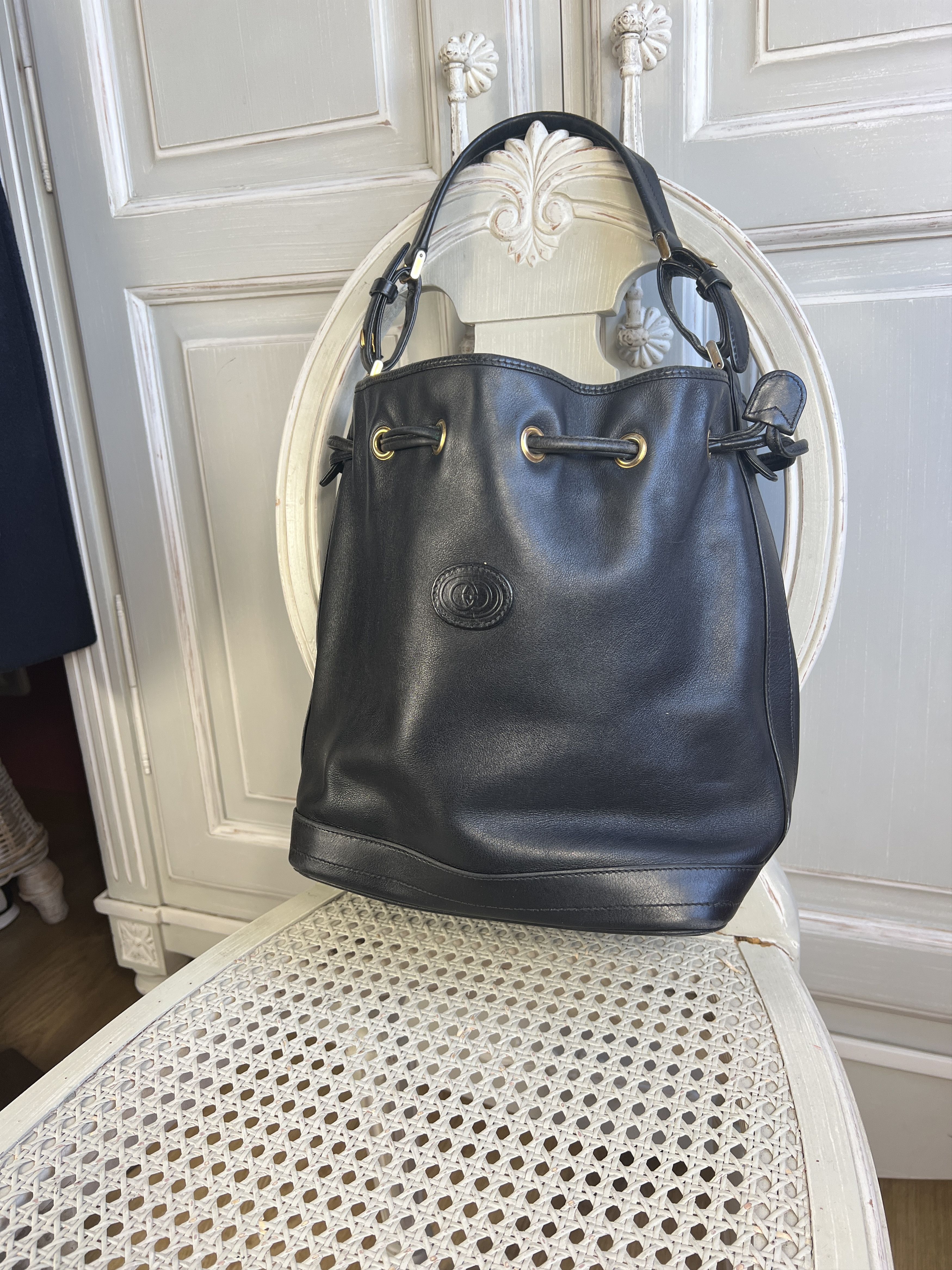 Gucci VINTAGE GUCCI SHOULDER BUCKET BLACK BAG Size ONE SIZE - 3 Thumbnail