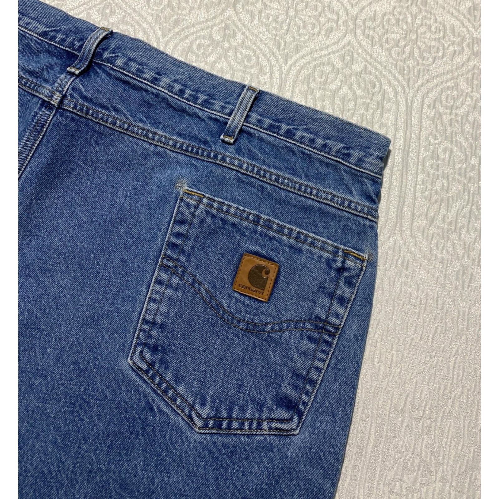 Carhartt VINTAGE Carhartt Jeans Mens 46x32 Blue Denim B17 DST Relaxed Fit Straight Leg Workwear Size US 30 / EU 46 - 6 Thumbnail