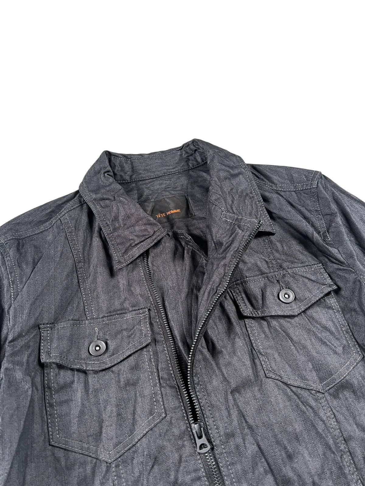 Issey Miyake 1990 Tete Homme Herringbone Twill Wrinkle Zipper Jacket Size US S / EU 44-46 / 1 - 7 Thumbnail