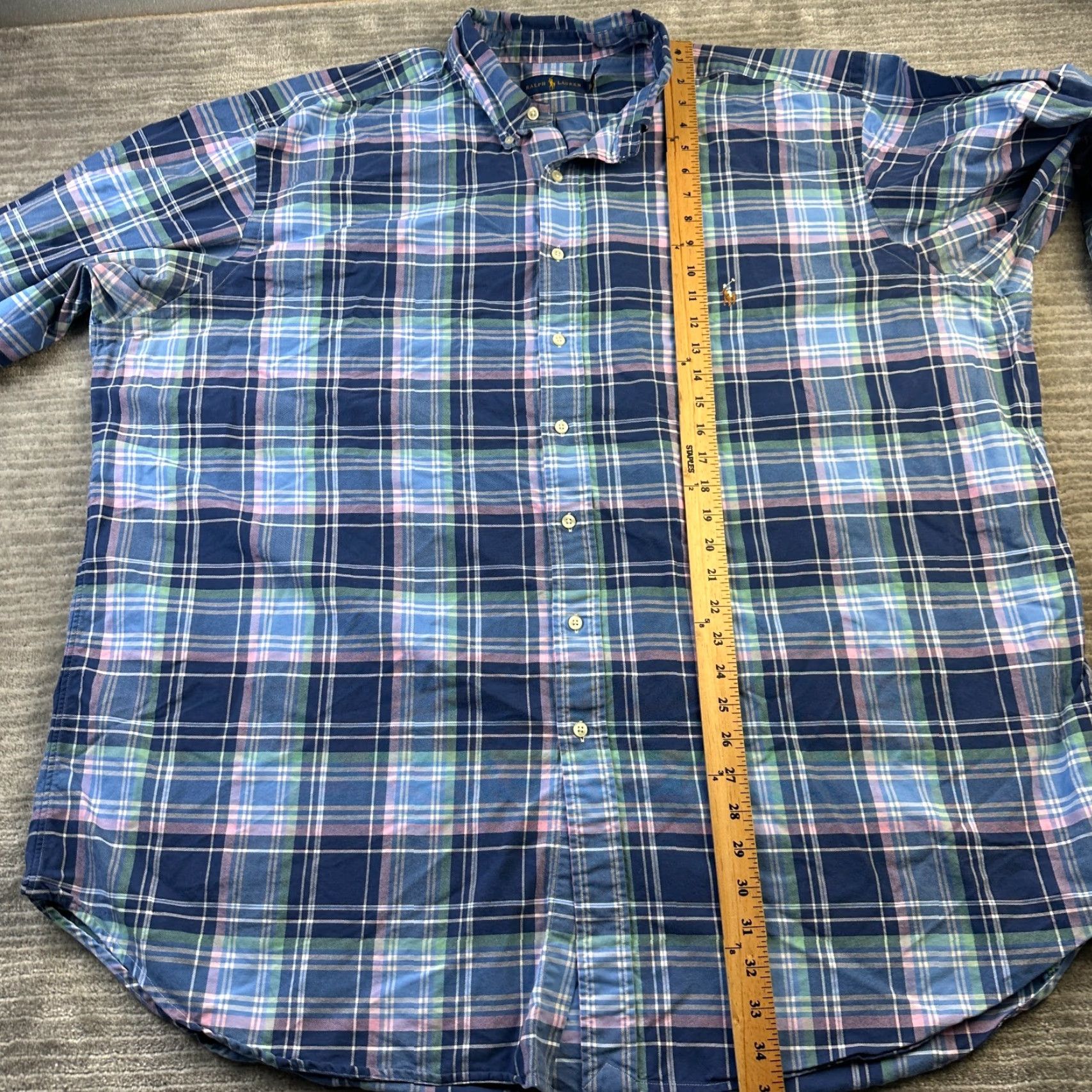 Polo Ralph Lauren Polo Ralph Lauren Shirt Mens 3XB 3XL Big Blue Button Up Pony Oxford Plaid Size US XXL / EU 58 / 5 - 8 Thumbnail