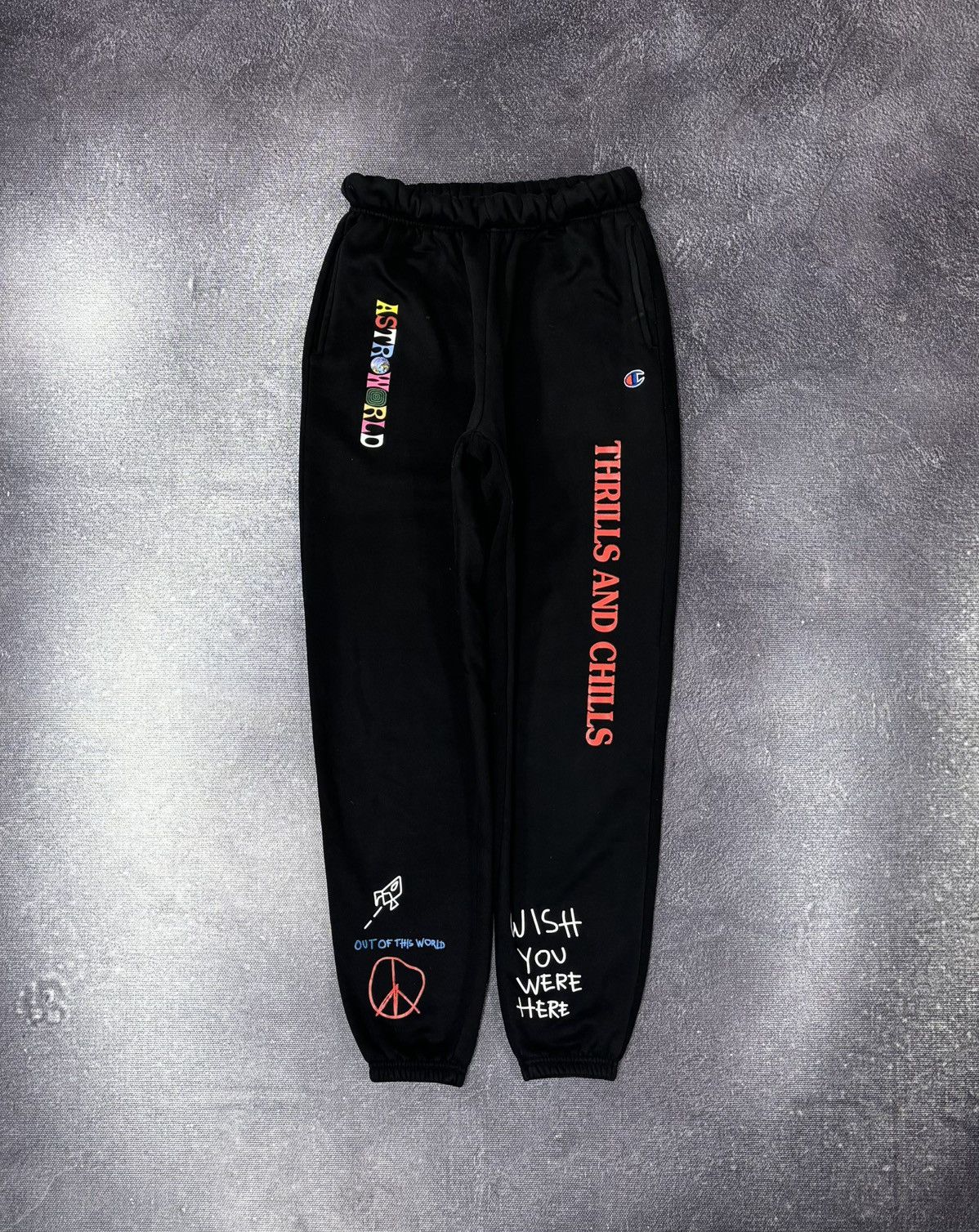 Champion Champion X Travis Scott Astroworld Hype Black Sweatpants Size US 30 / EU 46 - 1 Thumbnail