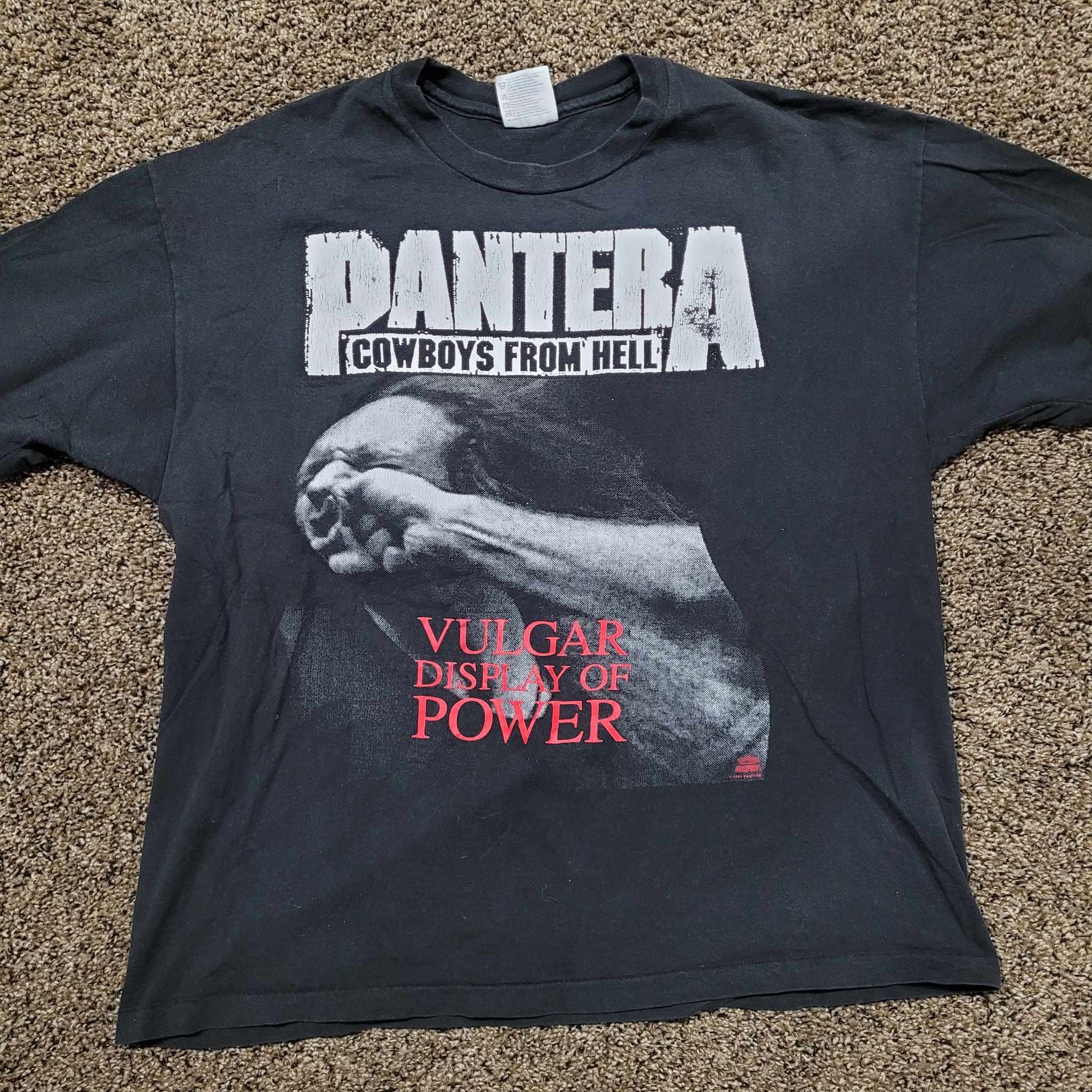 Image of Band Tees x Vintage Pantera Vulgar Display Of Power Shirt 1992 With Back Print in Black (Size XL)