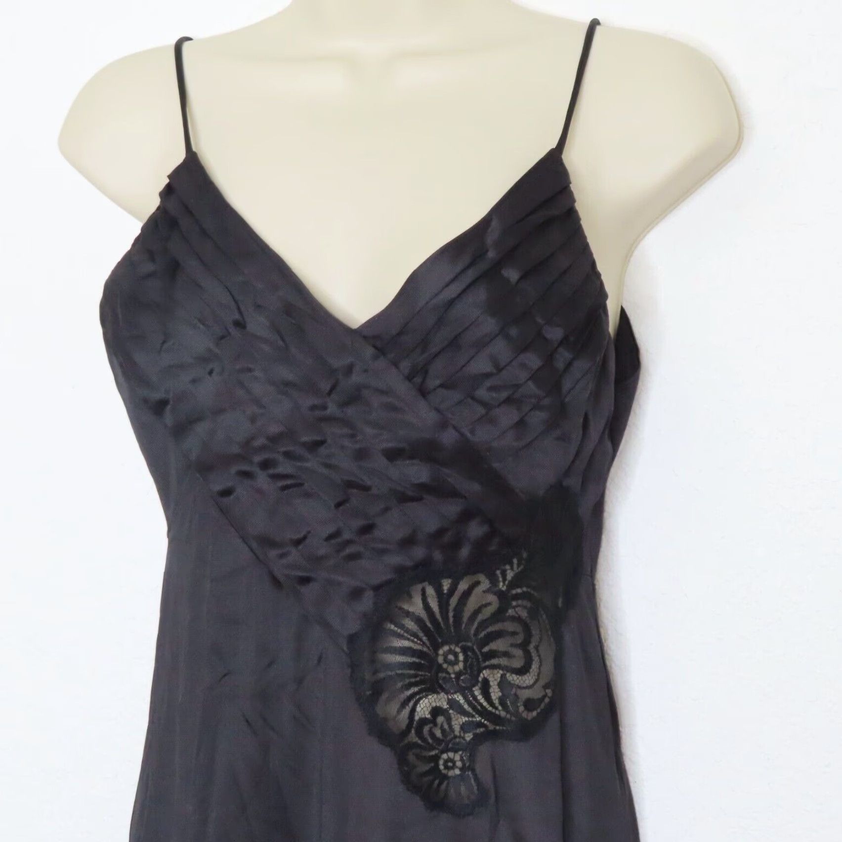 Vintage Lily of France Rosa Puleo 8779 Women Small Black Pleated Lace Nightgown VTG Shirt Size ONE SIZE - 2 Thumbnail