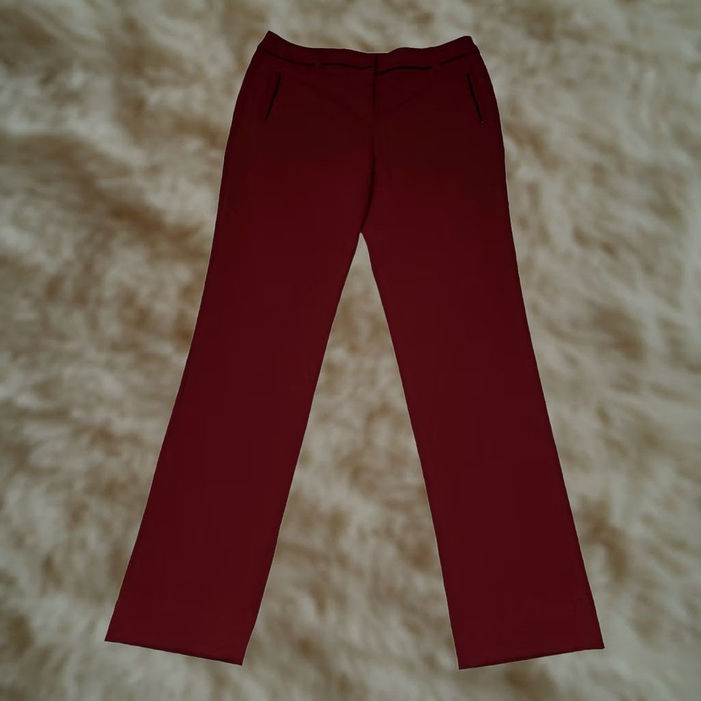 Anne Klein Anne Klein Pants Women Size 6 Red Flat Front Mid Rise Stretch Straight Leg Dress Pants Mens? Size 28" / US 6 / IT 42 - 1 Thumbnail