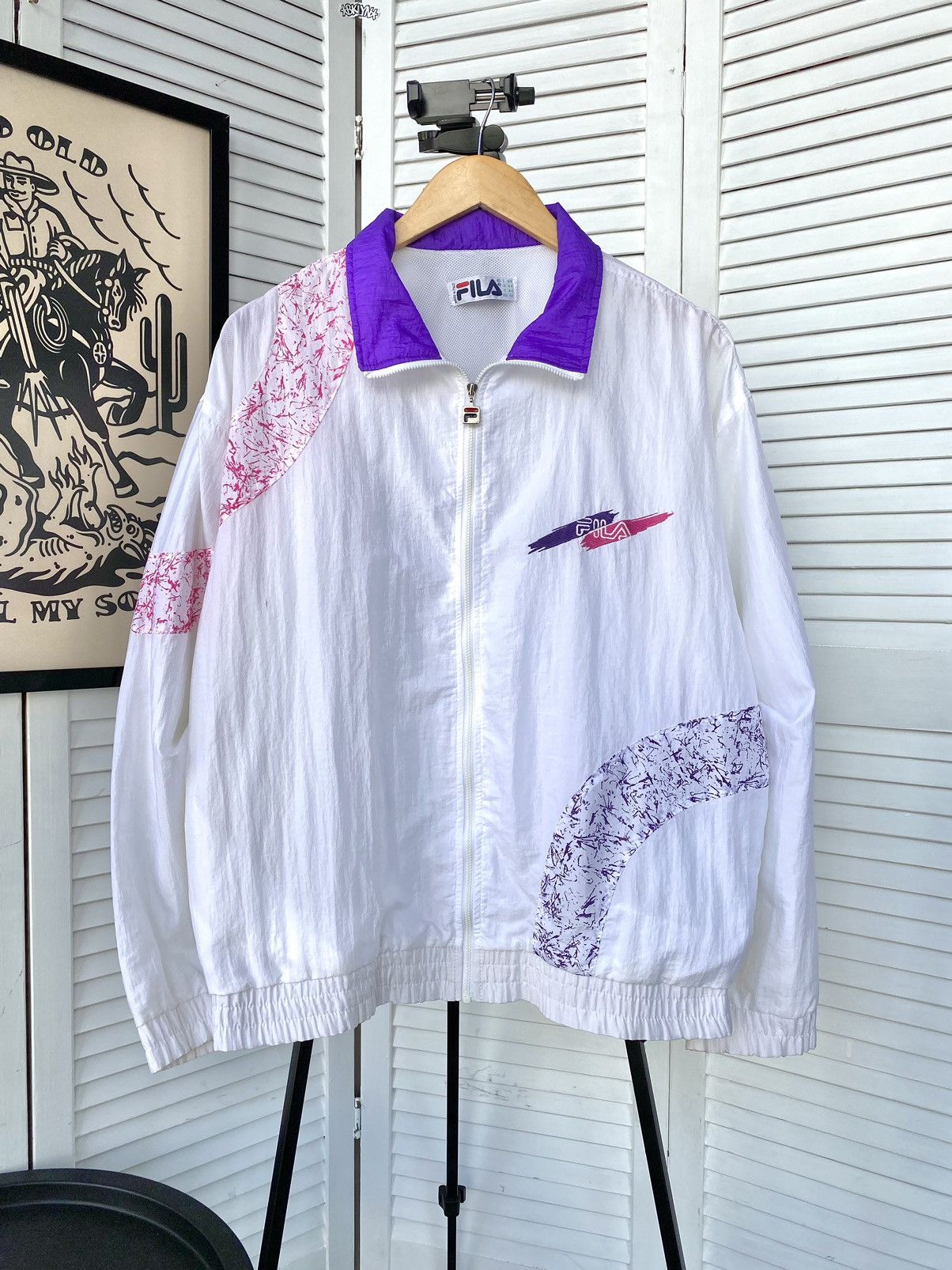 Fila × Vintage Vintage FILA Track Retro Jacket Nylon 90s Abstract Print Size US M / EU 48-50 / 2 - 3 Thumbnail