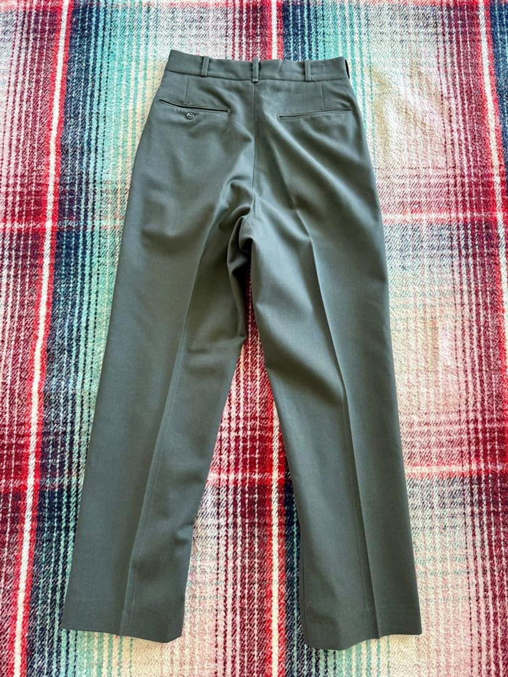 The Unbranded Brand 70s Military Olive Green Wool Flat Front Dress Pants 27x29 Size 27" / US 4 / IT 40 - 3 Thumbnail