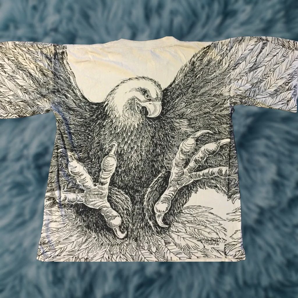 Vintage VINTAGE 90s Eagle All Over Print Faded Shirt S USA Single Stitch Nature Animal Art Grunge Biker Shirt Size US S / EU 44-46 / 1 - 1 Thumbnail