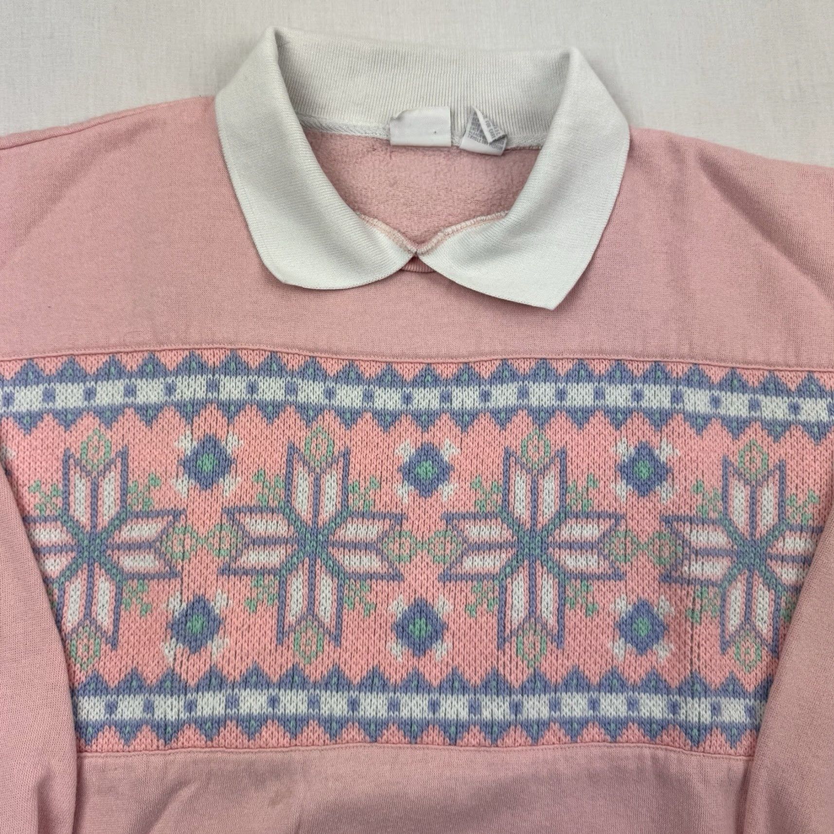 Vintage VINTAGE Honors Sweatshirt Shirt Womens Large Pink 90s Geometric Collared Pullover Womens L Geometric 90s Size L / US 10 / IT 46 - 3 Thumbnail