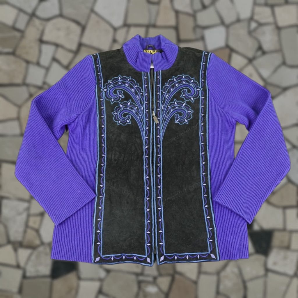 Bob Mackie Vintage Bob Mackie Jacket Womens Medium Blue Wearable Art Embroidered Size M / US 6-8 / IT 42-44 - 1 Thumbnail