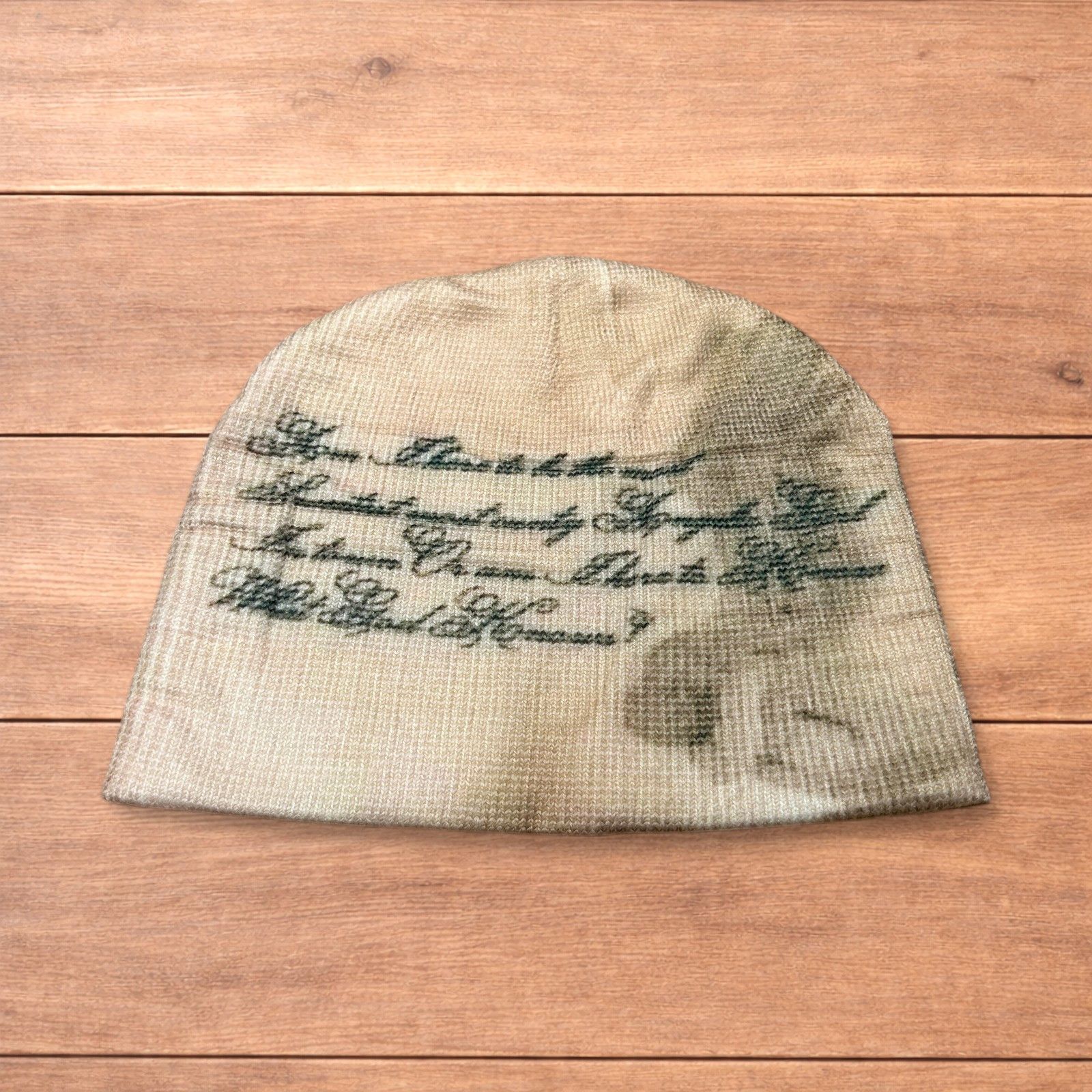 Japanese Brand Japanese vintage style beanie in cream/beige with graphic. Size ONE SIZE - 2 Thumbnail