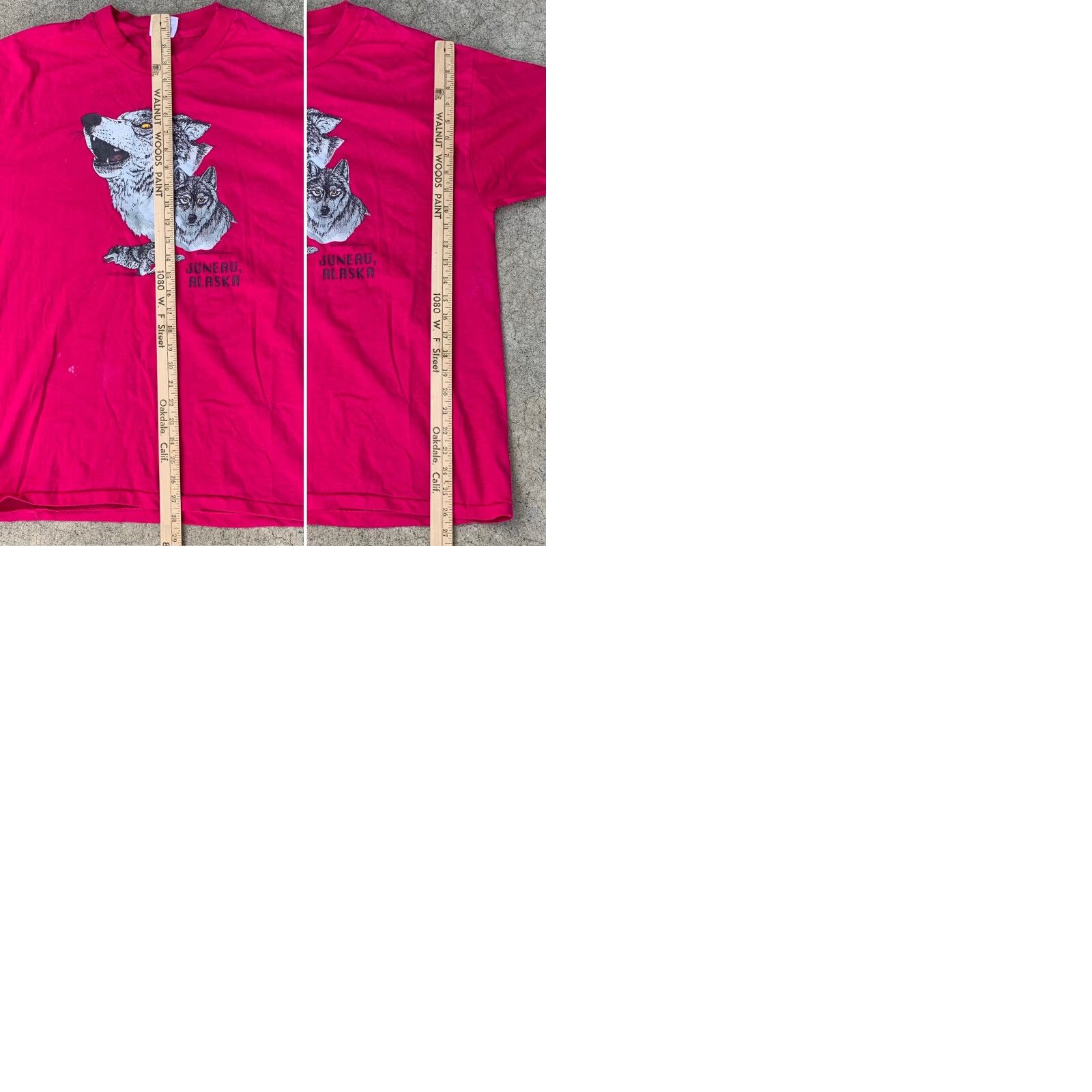 Hanes VINTAGE Hanes Heavyweight 50/50 T-Shirt Wolf Graphics Juneau Alaska 1990s 1993 XL Mens Pink Short Sleeve Crew Neck Graphic Print Size US XL / EU 56 / 4 - 9 Thumbnail