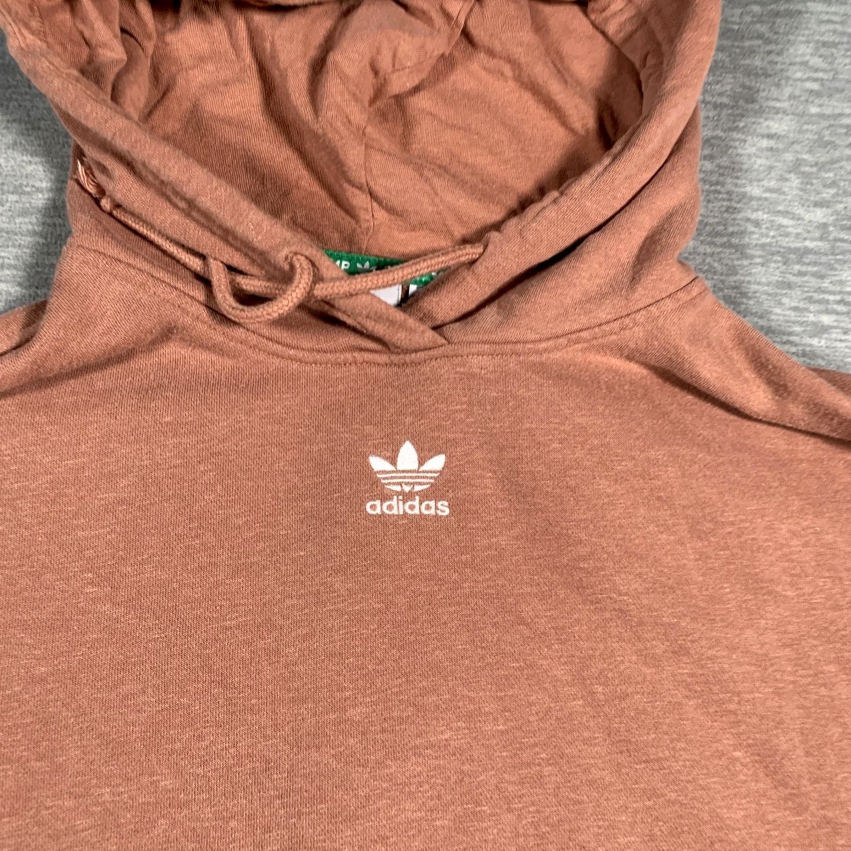 Adidas Adidas Originals Hoodie Womens Large Brown Trefoil Pullover Hemp Blend Size L / US 10 / IT 46 - 4 Thumbnail