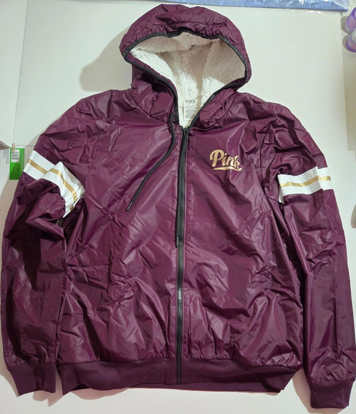Designer NEW Victoria's Secret PINK Anorak Windbreaker Hoodie Sherpa Size L / US 10 / IT 46 - 1 Thumbnail