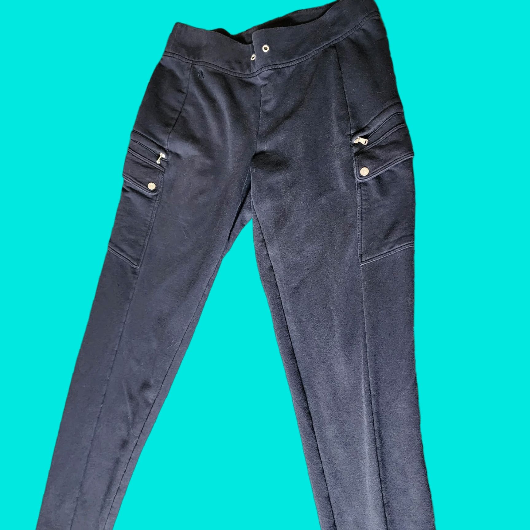 Ralph Lauren VINTAGE POLO RALPH LAUREN Sweatpants Sweatpant Fleece Navy Blue M Pockets Logo Zip Women Ladies Pants Size 32" / US 10 / IT 46 - 1 Thumbnail