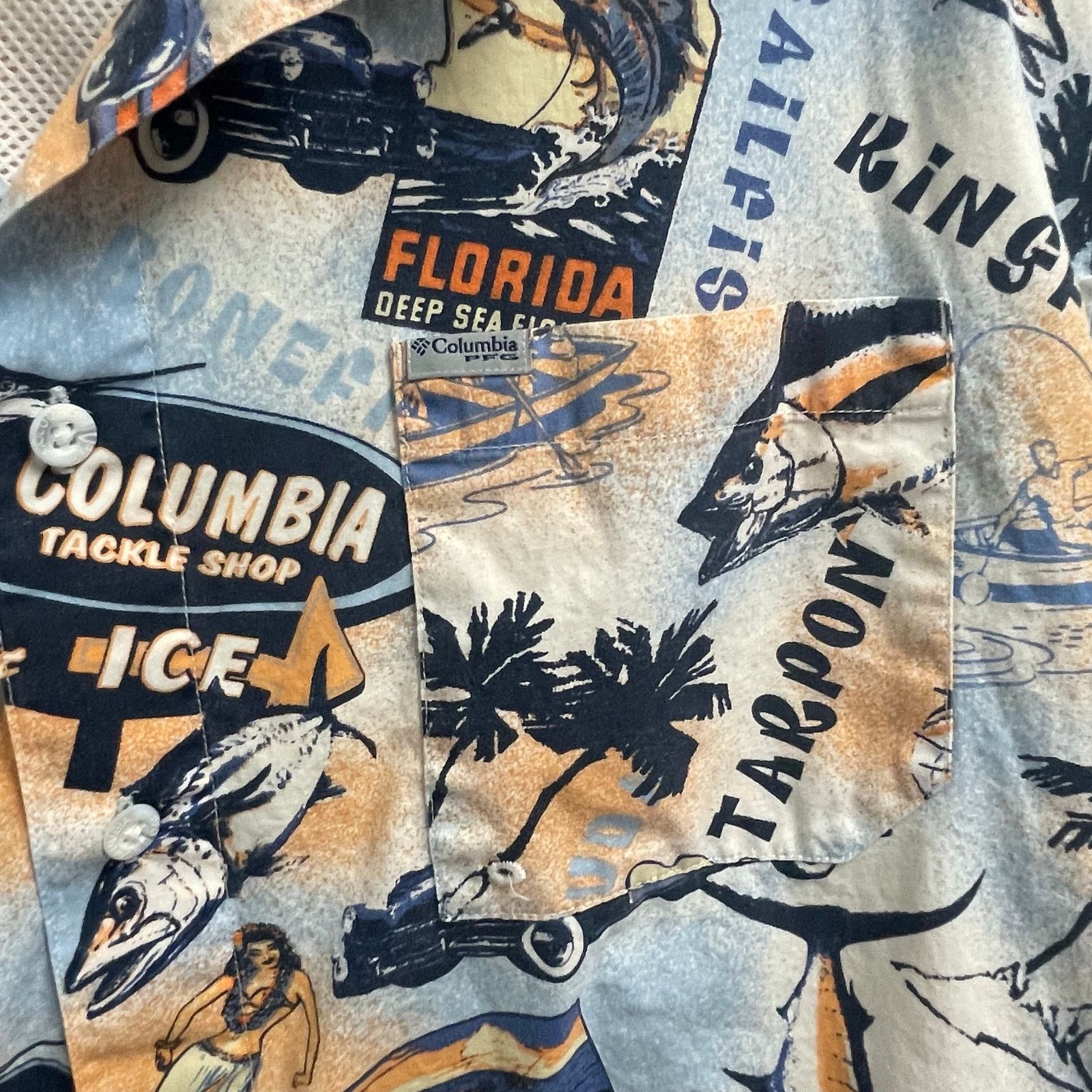 Columbia Columbia Mens Size XL Printed Fishing Button Down Shirt Size US XL / EU 56 / 4 - 2 Thumbnail