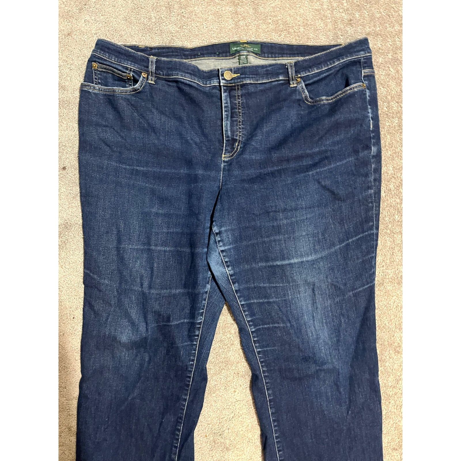 Ralph Lauren VINTAGE Lauren Ralph Lauren Jeans Women's Dark Wash 20W Plus Modern Straight Boyfriend Blue Size 42" / US 20 - 4 Thumbnail