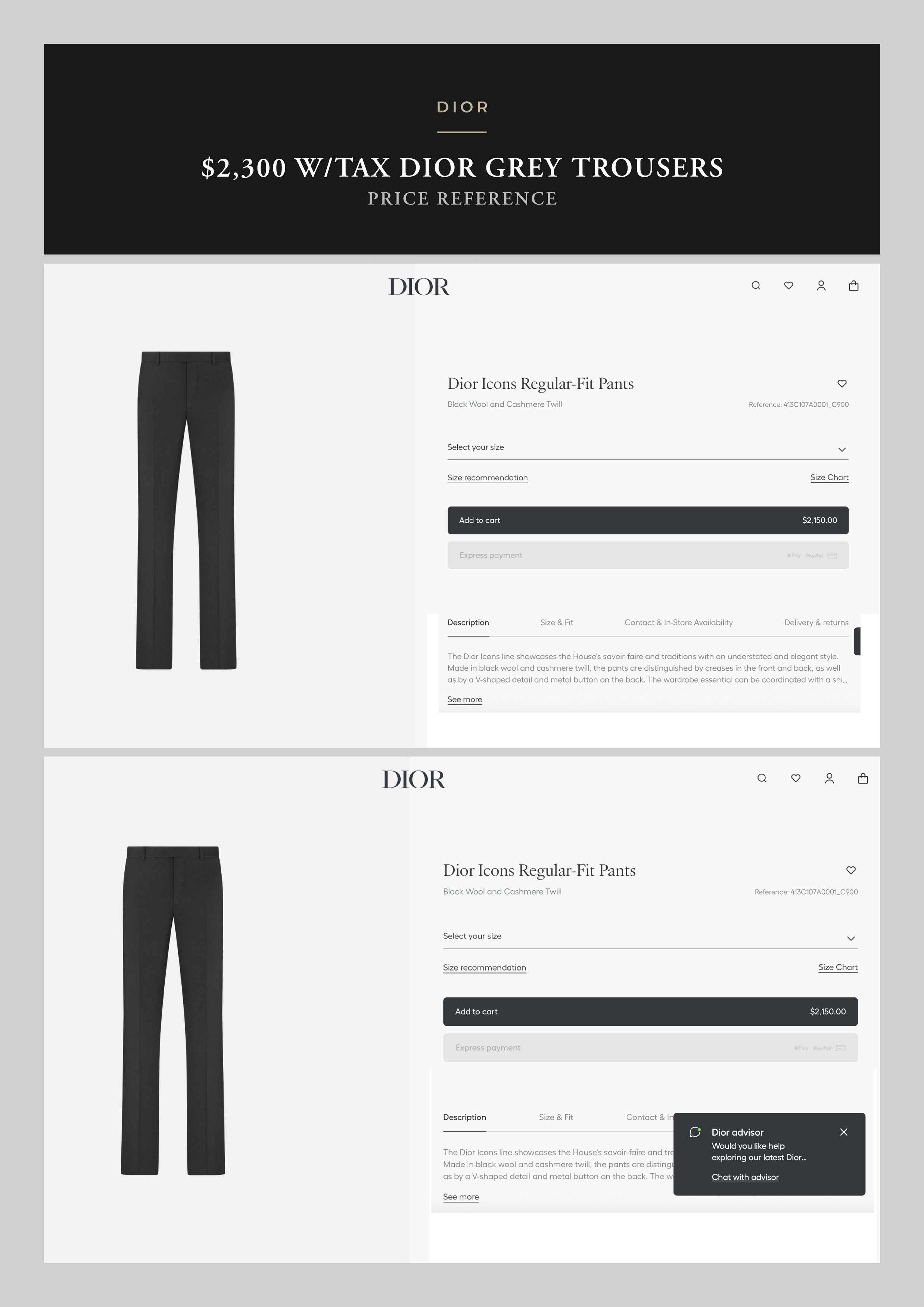Dior Best Dressed Rare $2,300 w/tax DIOR Textured Grey Trousers Size US 34 / EU 50 - 5 Thumbnail