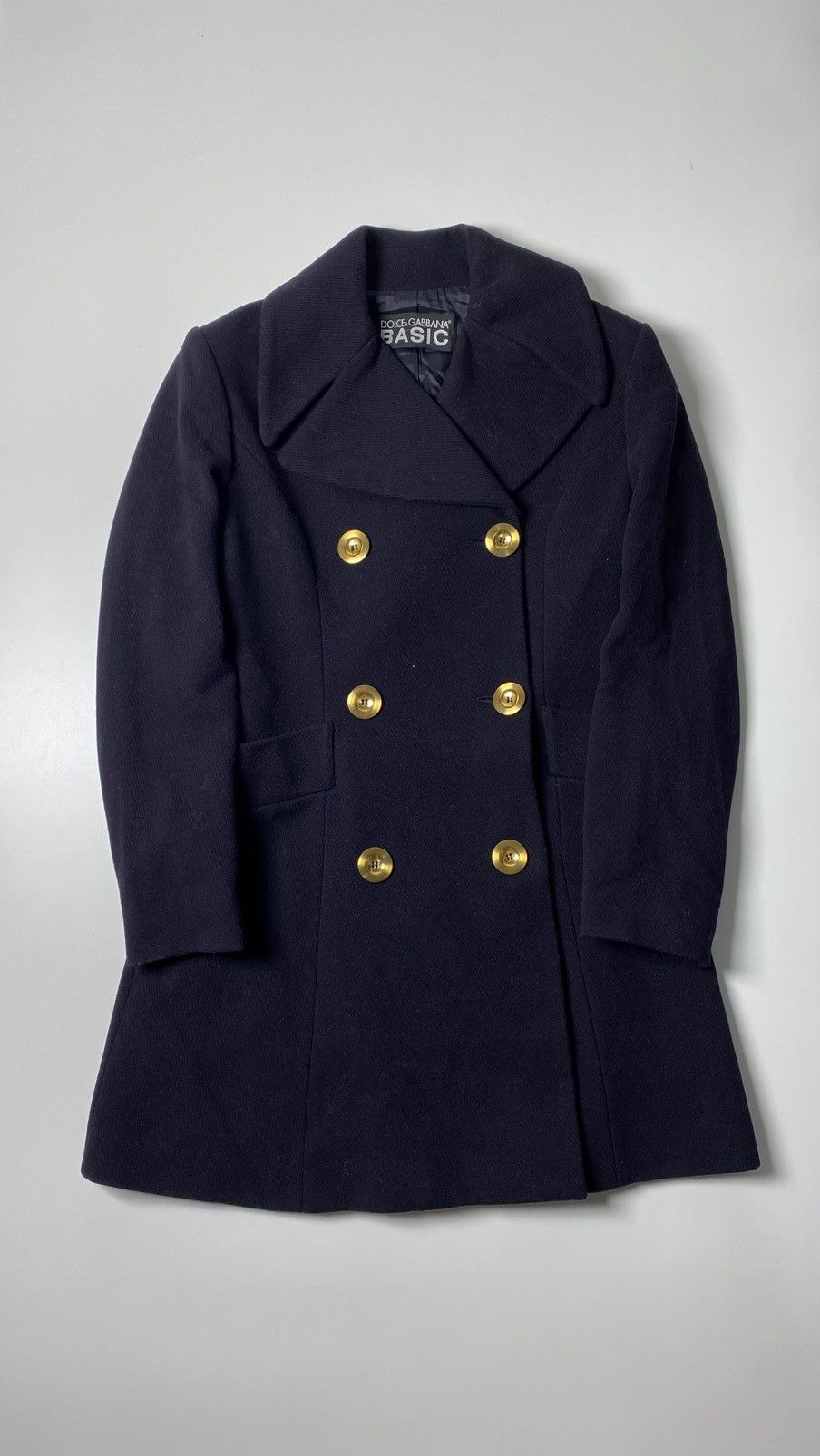 Dolce & Gabbana VINTAGE DOLCE & GABBANA BASIC DOUBLE BREASTED BLACK PEACOAT Size XS / US 0-2 / IT 36-38 - 2 Thumbnail