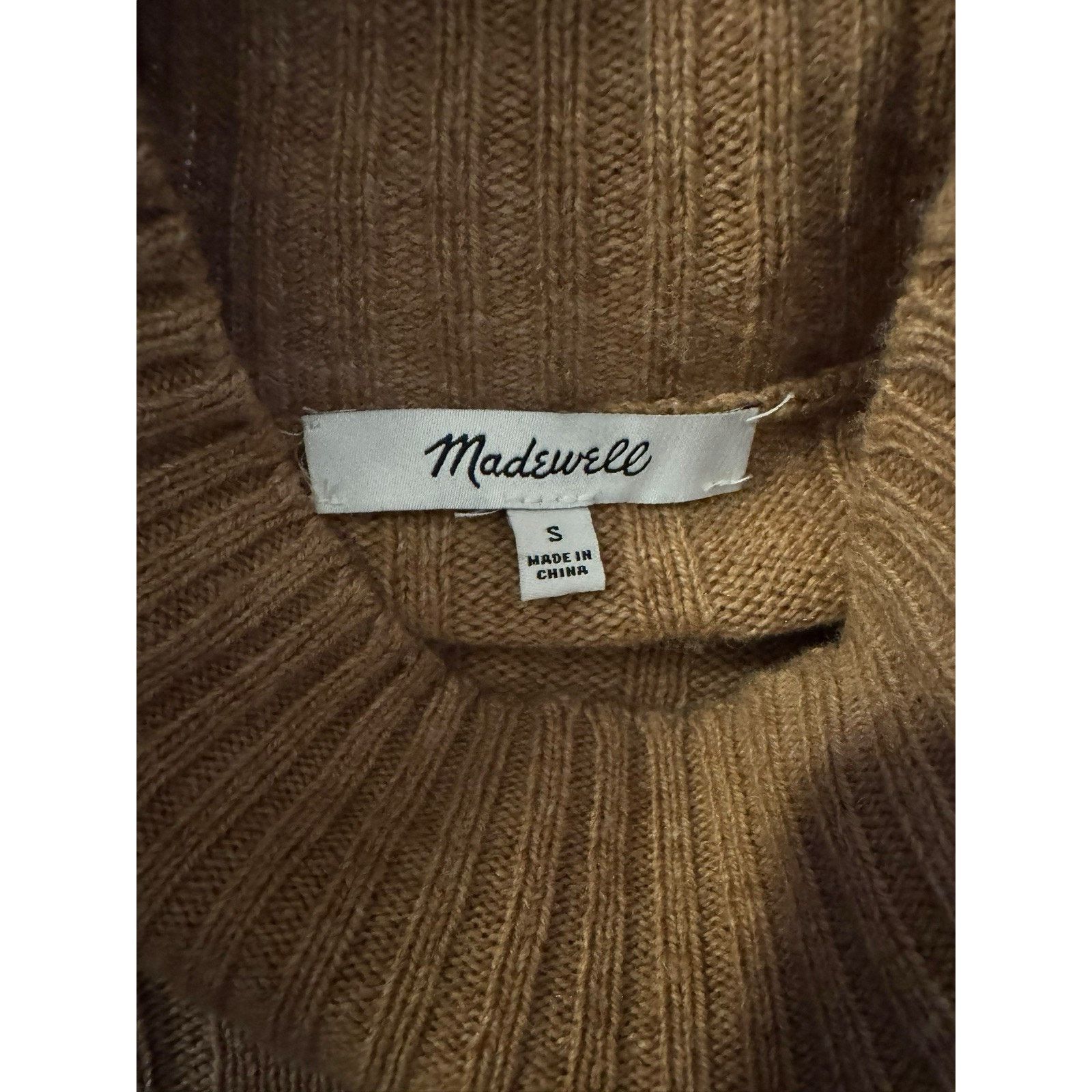 Madewell Madewell NEW Sweater Dress Small Camel Knit Ribbed Mock Neck Size S / US 4 / IT 40 - 6 Thumbnail