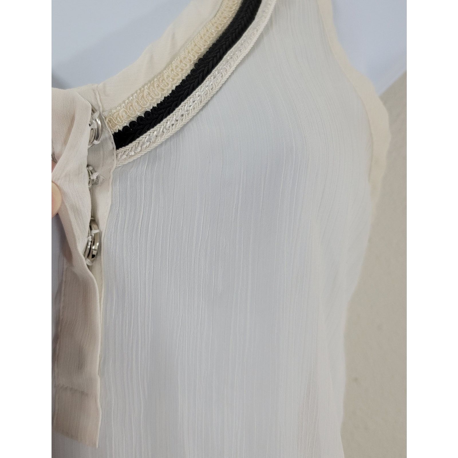 Other Miss Me Cream Sheer Henley Tank Top Small Lightweight Flowy Size S / US 4 / IT 40 - 2 Thumbnail