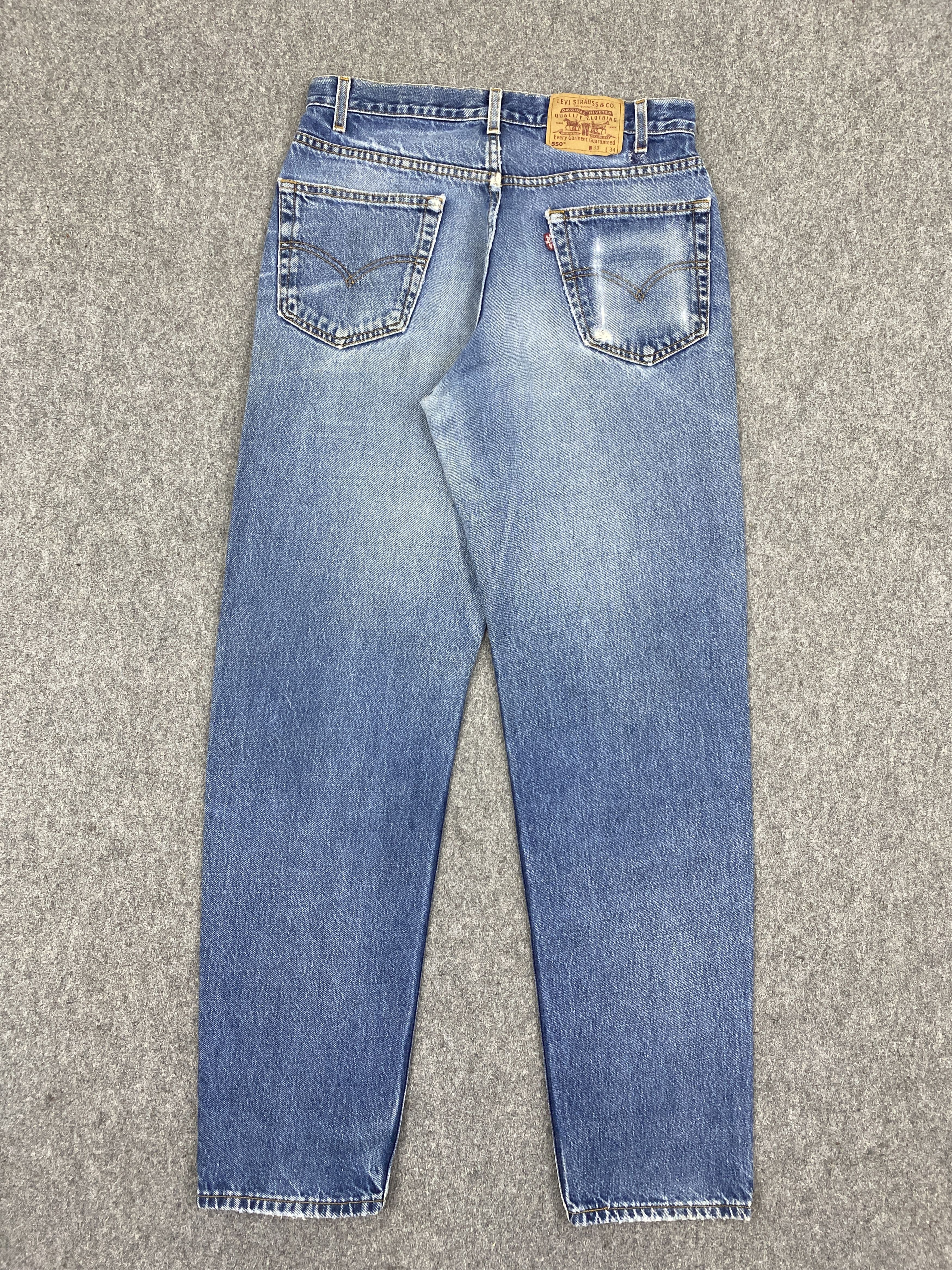 Levi's Vintage 90s Levis 550 Relaxed Fit Faded Blue Jeans DP2716 Size US 32 / EU 48 - 3 Thumbnail