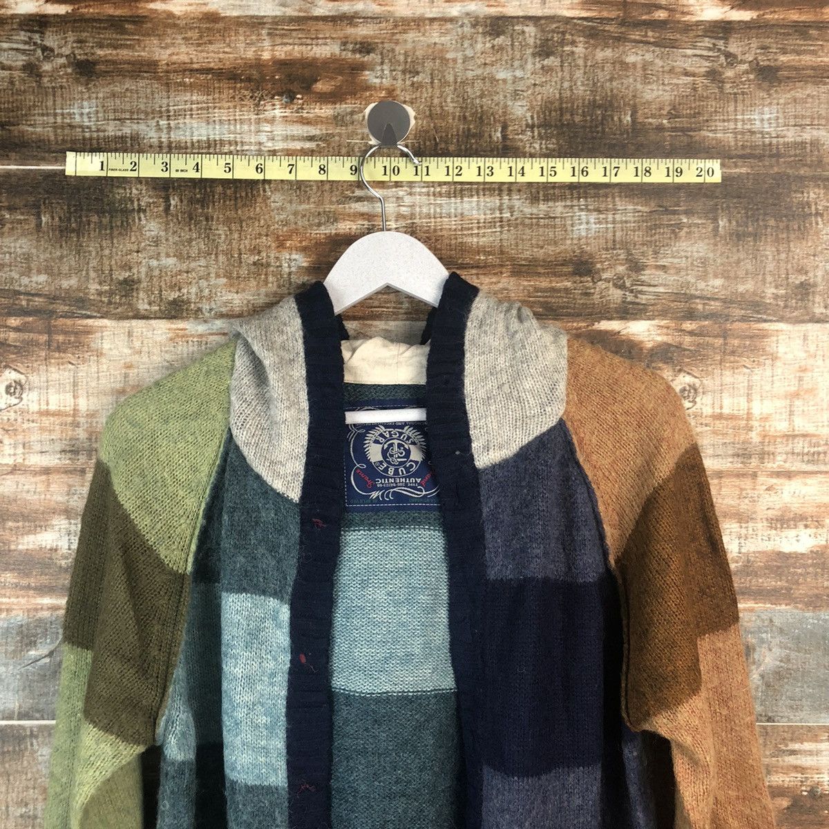 Homespun Knitwear × Japanese Brand Cube Sugar Multicolor patchwork Cardigan Knitwear #A2277 Size US M / EU 48-50 / 2 - 4 Thumbnail