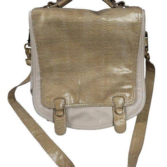 Genuine Leather CC Skye Onie Messenger Crossbody Bag Snake Embossed in Beige Size ONE SIZE - 1 Thumbnail