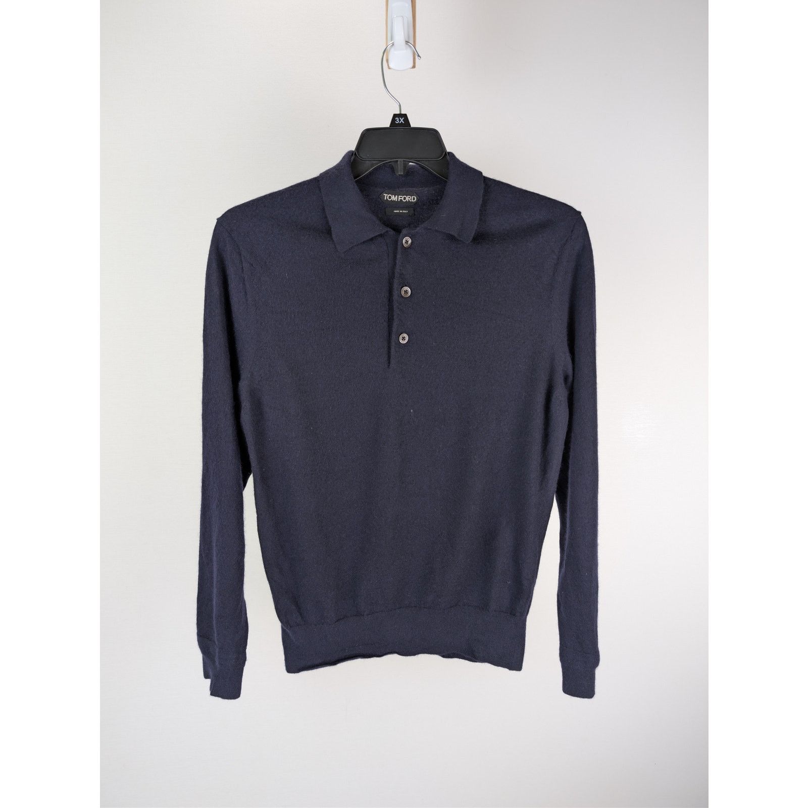 Tom Ford o1rshd1 CC20 Long Sleeve Polo Shirt in Navy Blue Size US L / EU 52-54 / 3 - 2 Thumbnail