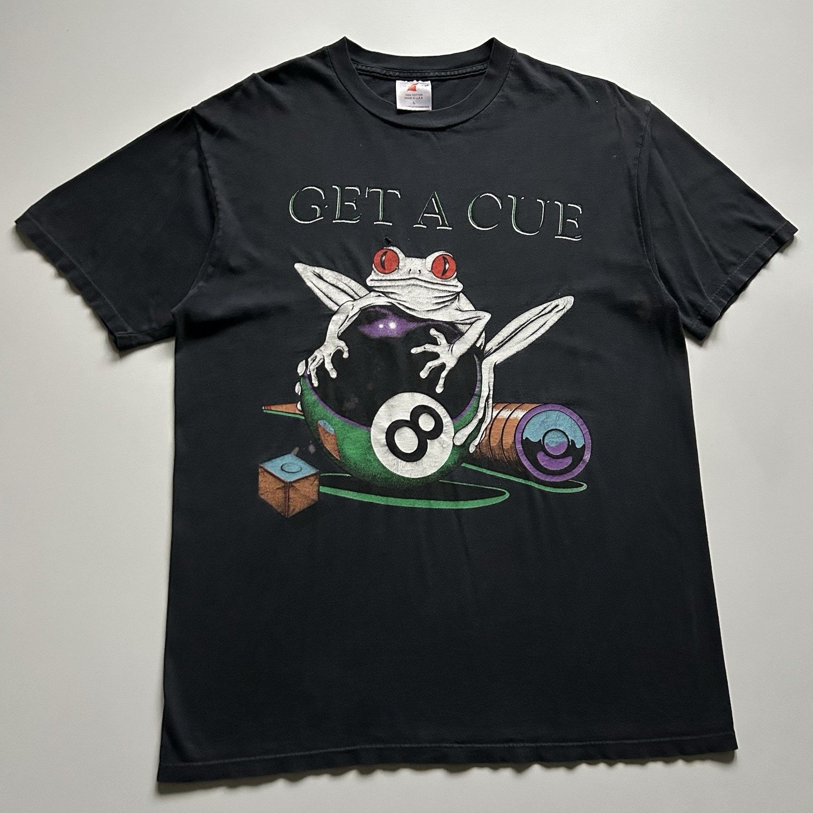 Vintage Lifeform Shirt Large Billiards Frog Get A Cue 8 Ball